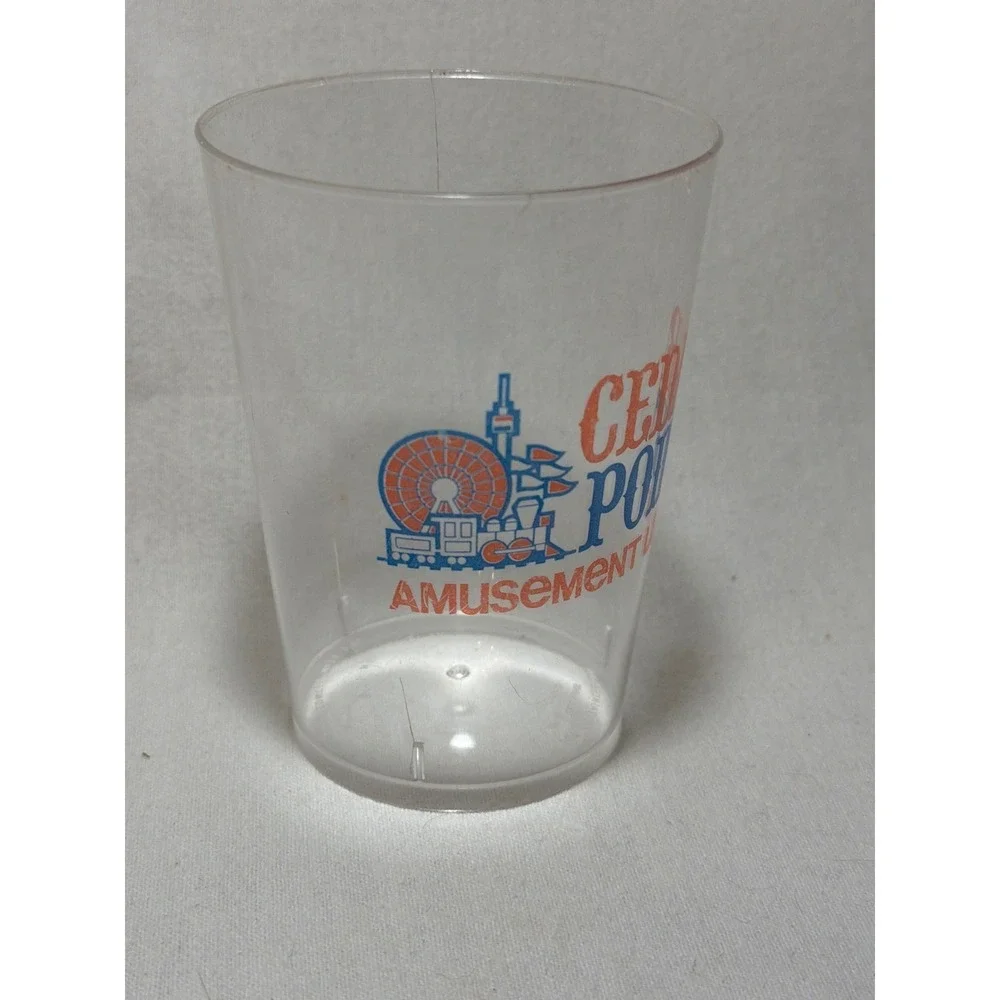 Vintage Cedar Point Amusement Land Clear Plastic Souvenir Cup Jet Containers